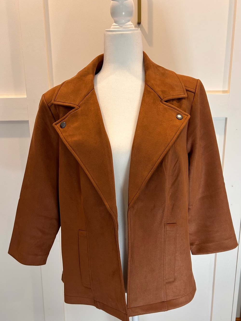 Women's Brown Faux Suede-Feel Moto Jacket